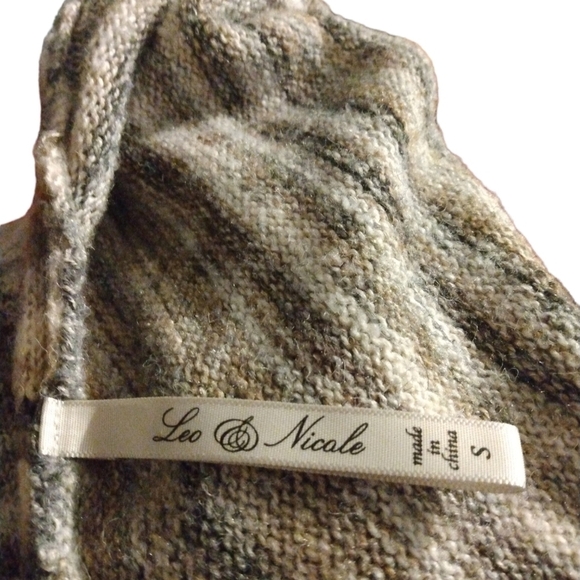 Leo & Nicole Wool (7%) Blend Sweater Poncho BoHo Hippie Earthy Colors Size S - Picture 6 of 10